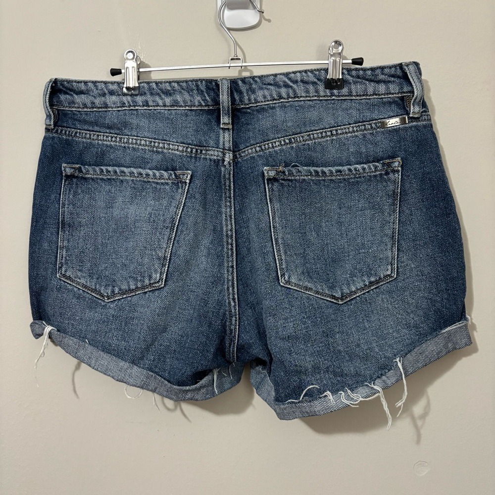 KanCan Blue Distressed Jean Denim Shorts‎ Raw Hem - Picture 4 of 8